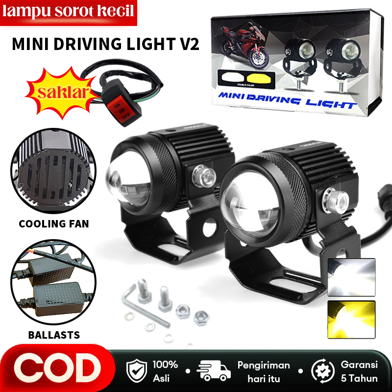 Lampu sorot laser d2 kipas 2 warna Premium mini driving led super terang Lampu tembak laser d2 Mini 