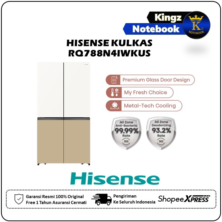 KULKAS 4 PINTU HISENSE  670L INVERTER WHITE RQ-788N4IWKUS