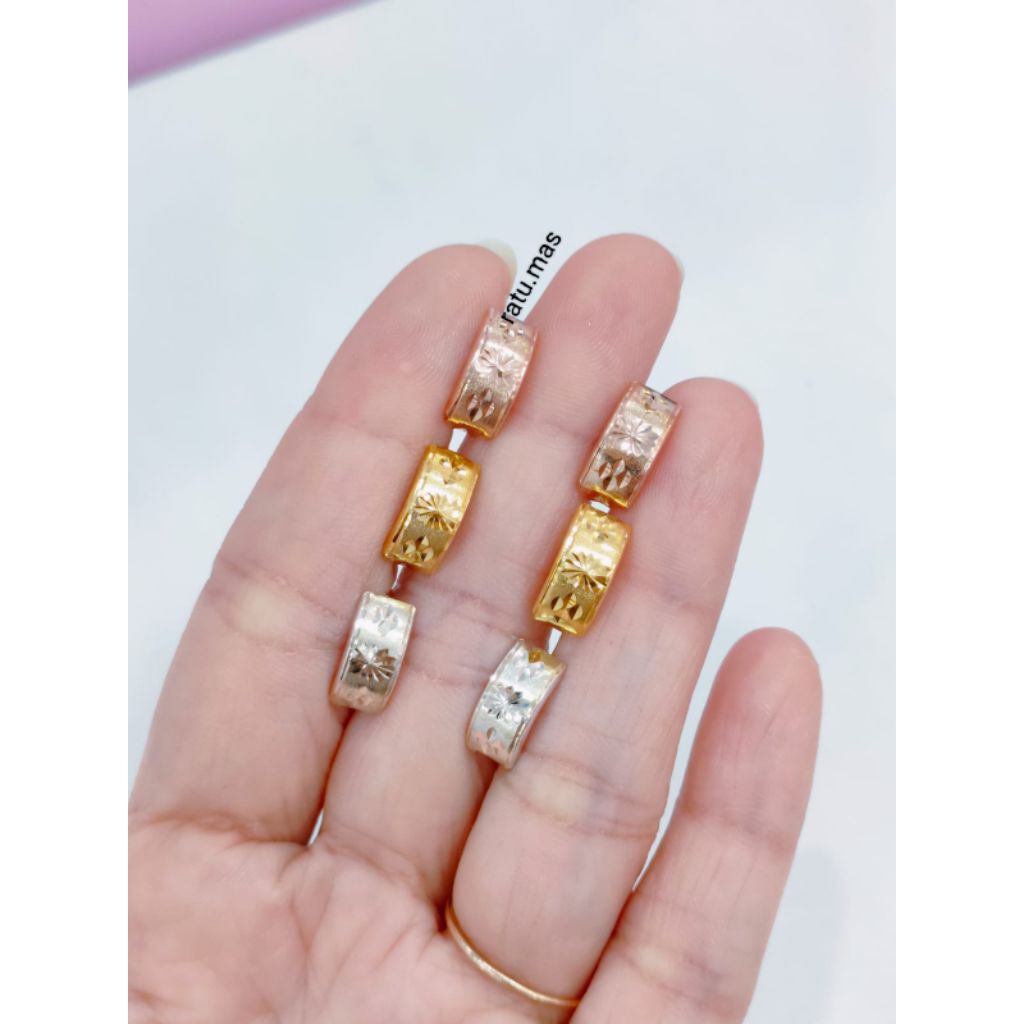 ANTING JEPIT UKIR PERAK ASLI 925 LAPIS EMAS