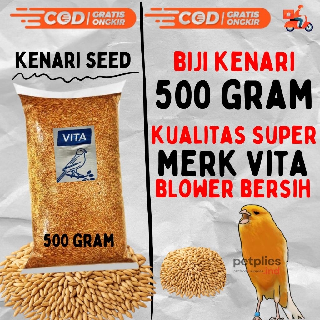 PAKAN BURUNG KENARI SEED VITA 500 Gram - Biji Grade A Premium Untuk Finch LovebirdPakan Burung Milet