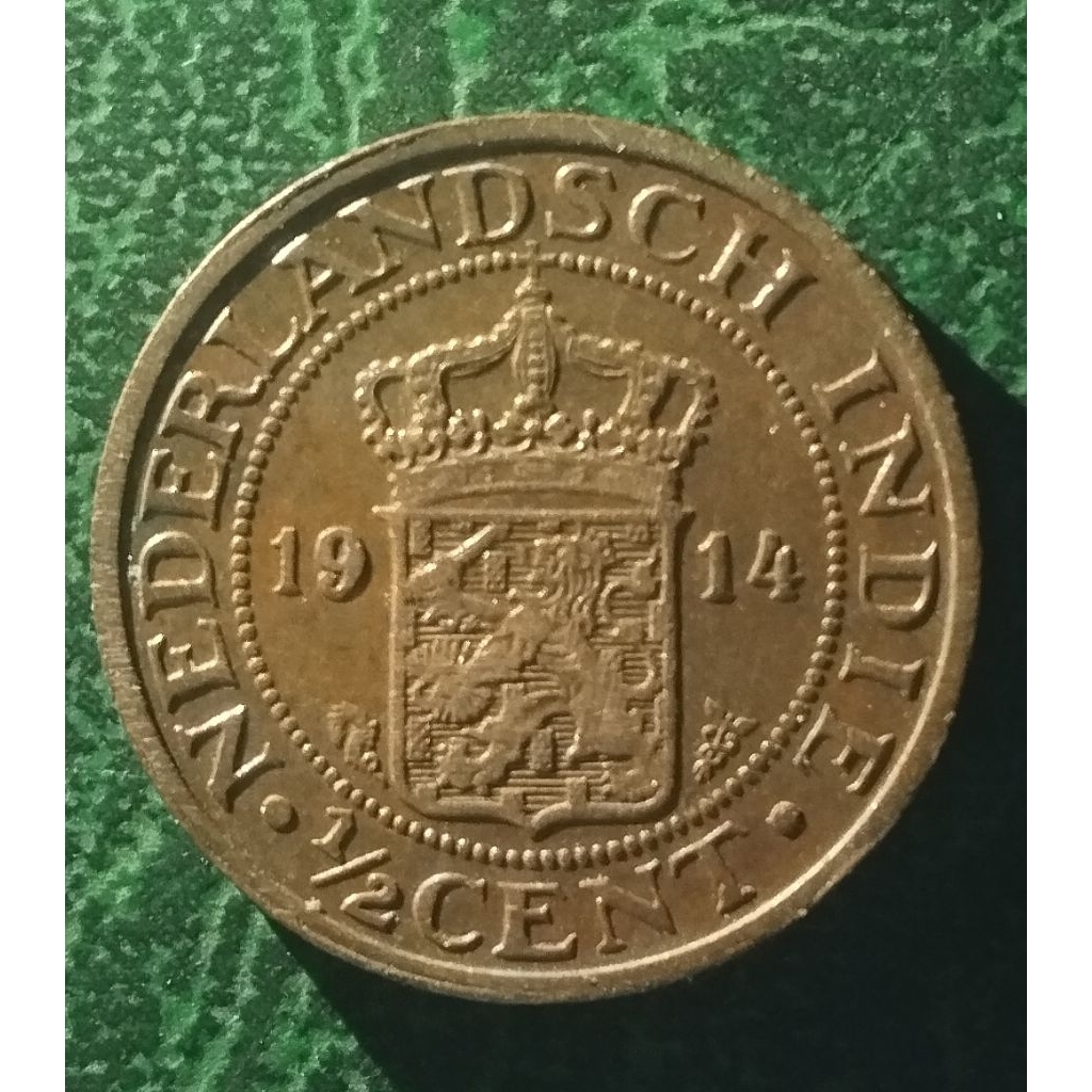 1/2 cent Nederland indie thn 1914 detail 100% asli