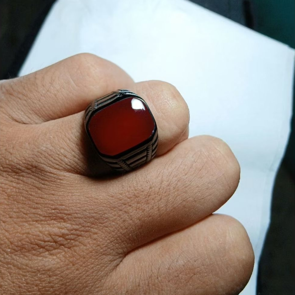 cincin batu akik red baron kotak natural