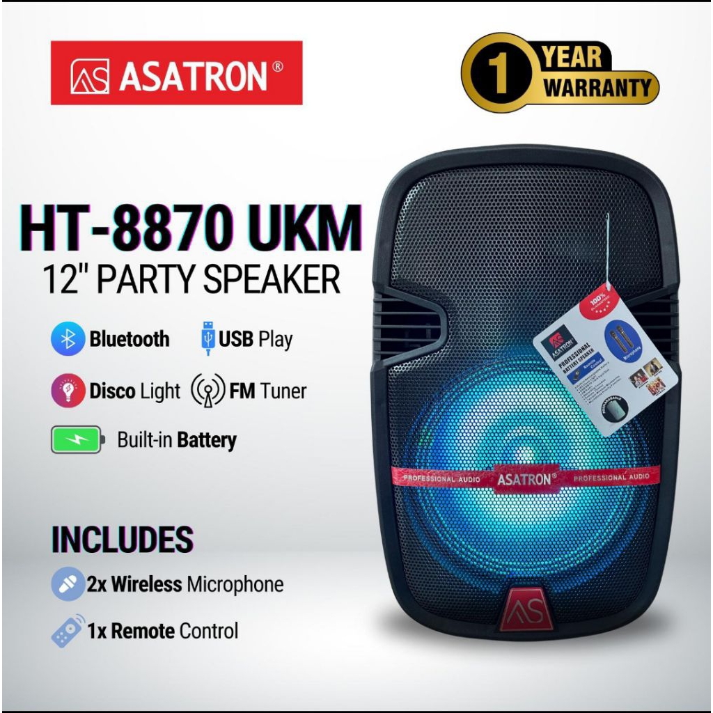 Speaker Aktif Portable Asatron 8870 UKM 12 Inch Original Asatron