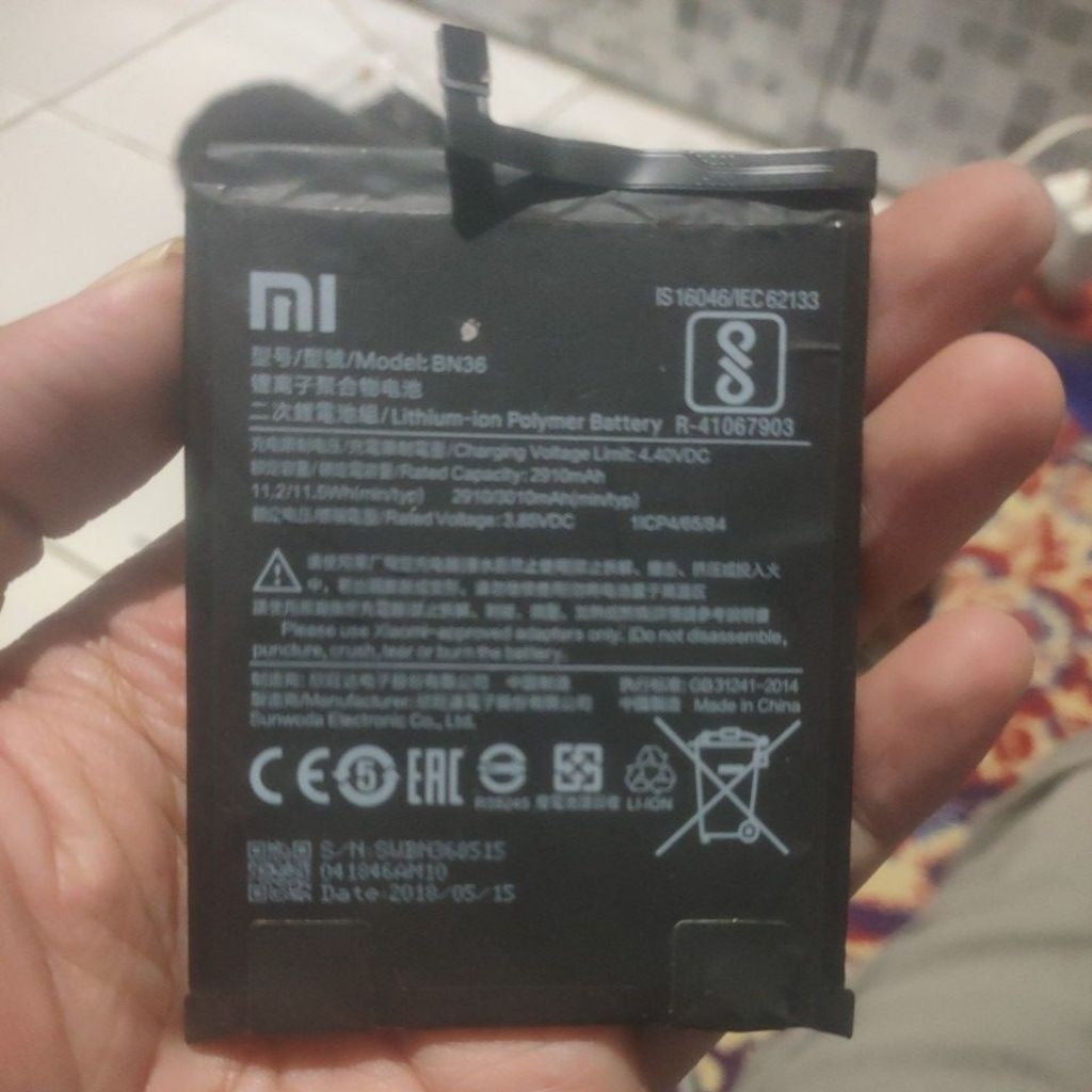 batre Xiaomi BN36 ori cabutan