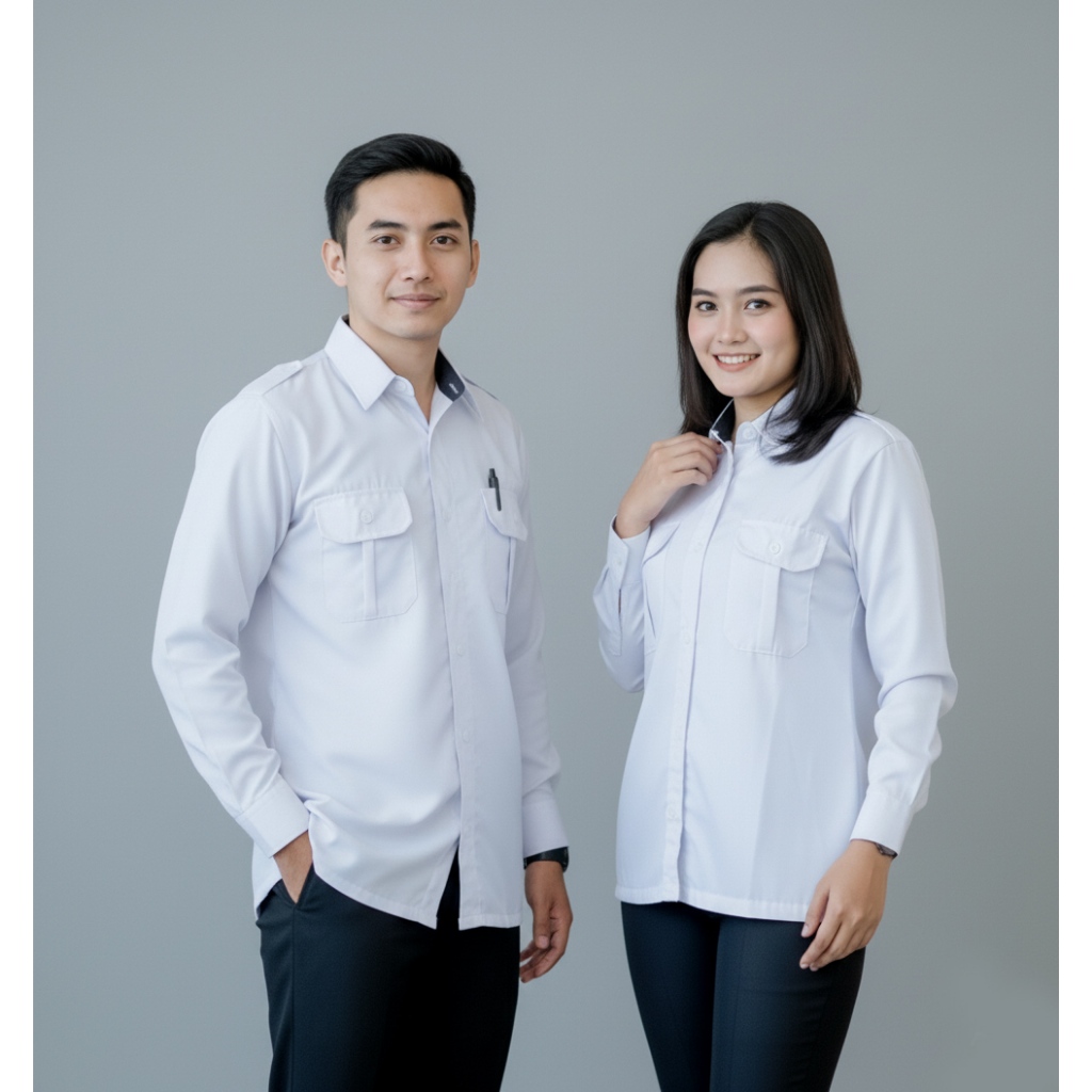 Baju Dinas Putih pria dan Wanita PNS / Seragam PDH Wanita Lengan Panjang / Atasan Putih PNS Resmi / 