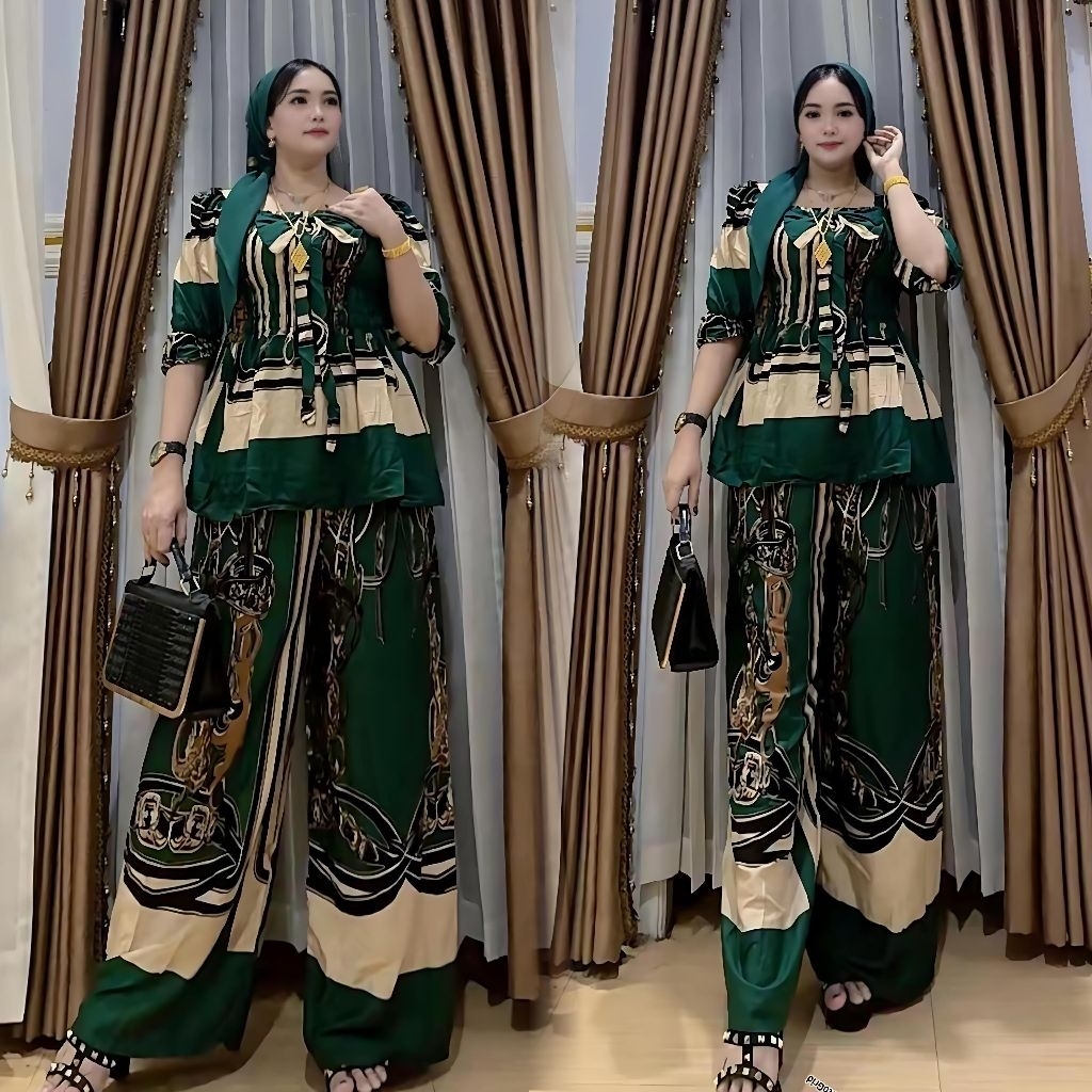 Kayra Cinta Baju Wanita Setelan Celana Kulot Bahan Katun Rayon Premium Adem Motif Panjang