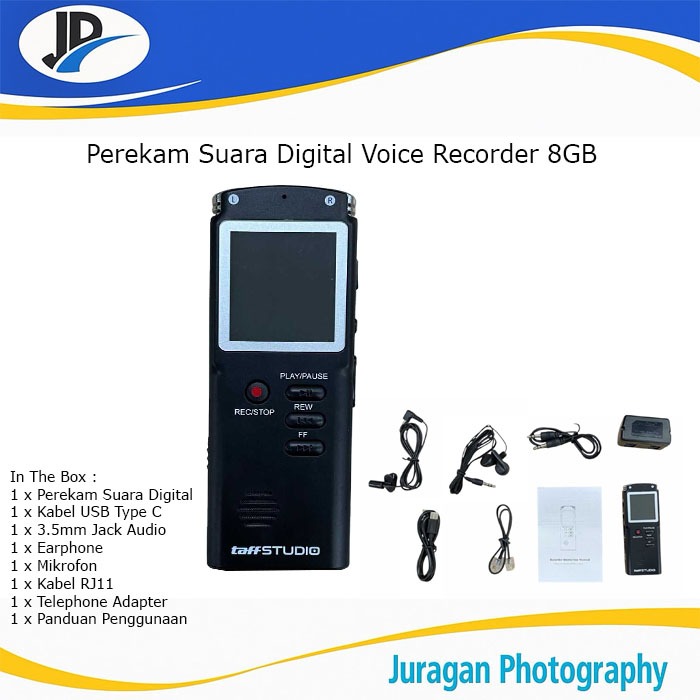 USB Digital Voice Recorder 8GB - Hitam