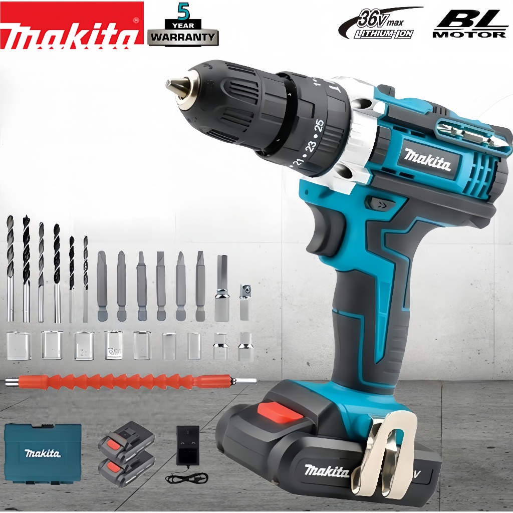 Impor asli Jepang Bor Impact Makita HP333D 36V, Bor Kayu Tanpa Kabel, Obeng Original Makita, Bor Imp