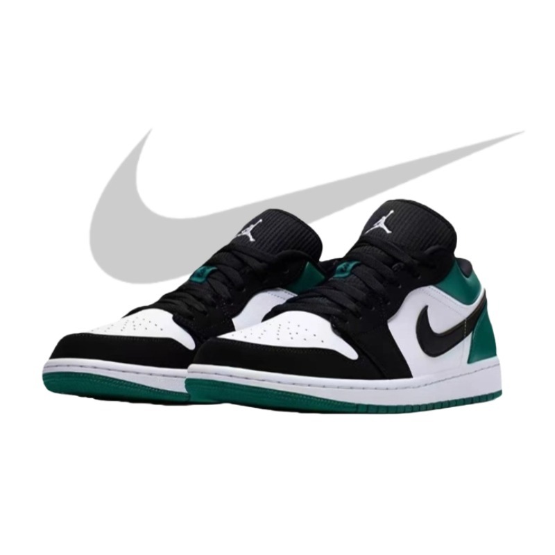 NlKE AlR JORDAN 1 Low Black White Green/Sepatu kets/Sepatubasket/Sepatukasual/Sepatuskateboard/NIKE 