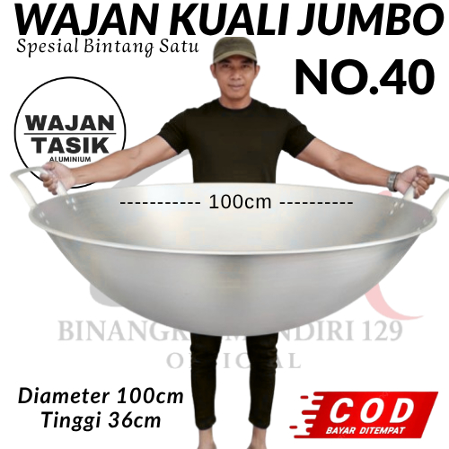 Wajan Kuali Kancah Jumbo No.40 No.36 kancah Penggorengan Super besar alumunium Cor tebal