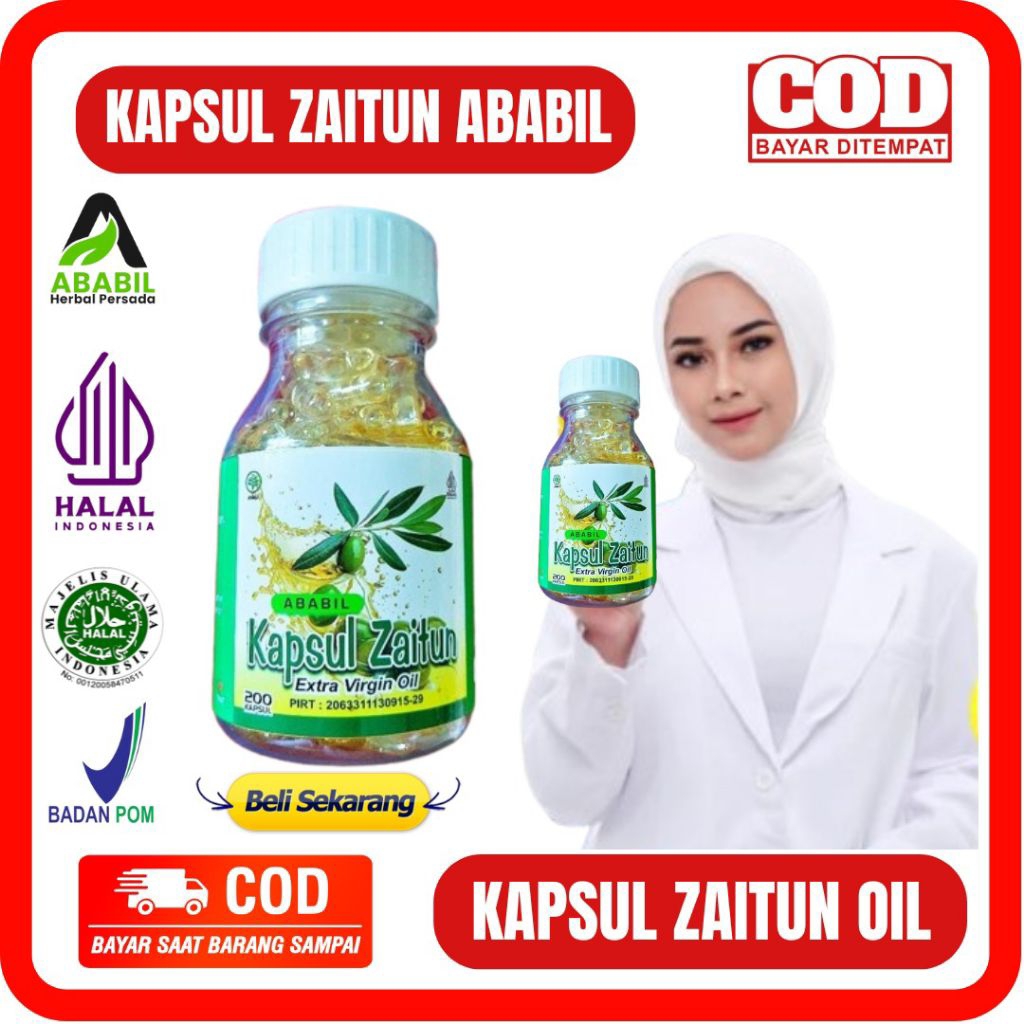 KAPSUL ZAITUN ABABIL ISI 200 - MINYAK ZAITUN EXTRA VIRGIN OIL ISI 200 - MINYAK ZAITUN 200 KAPSUL ZAI