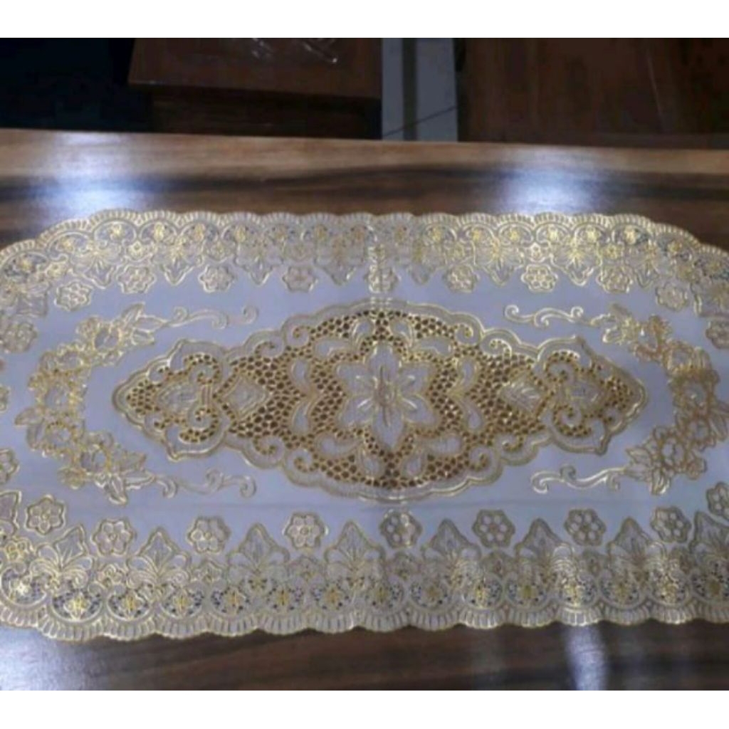 Taplak Meja Vinyl Taplak Meja Ruang Tamu Oval 60x120cm