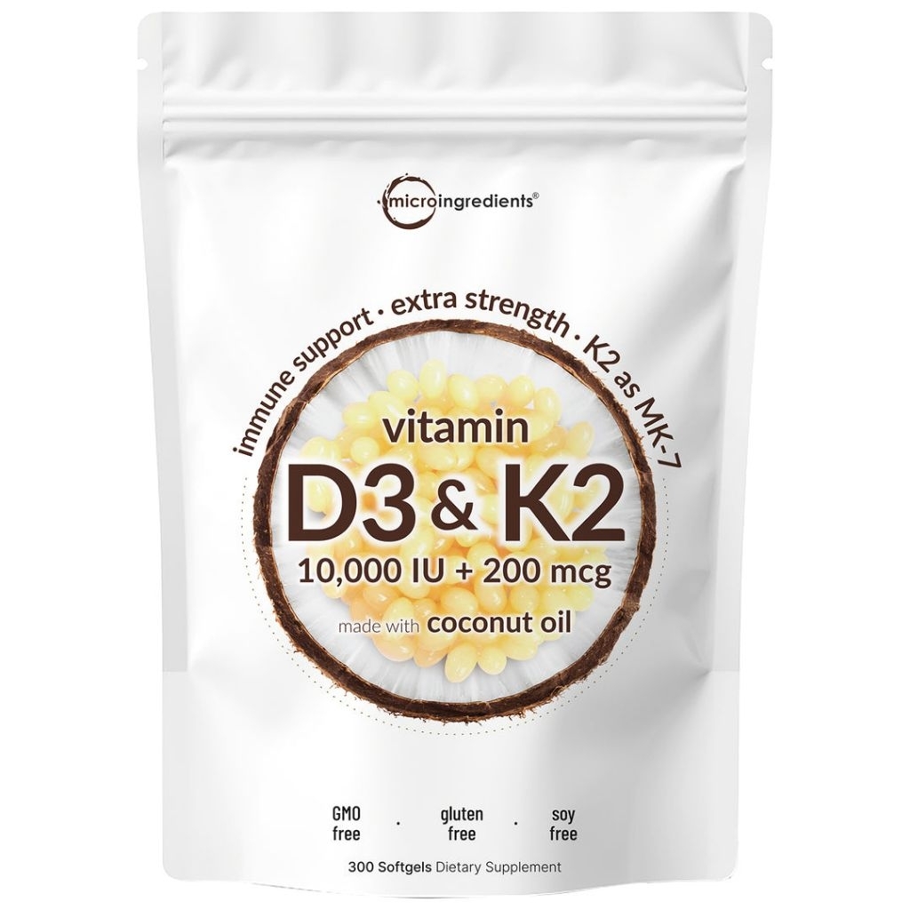 FlashSale D3K2 10000IU Micro ingredients Vitamin D3 K2 10000iu + 200mcg isi 300 Softgels Original US