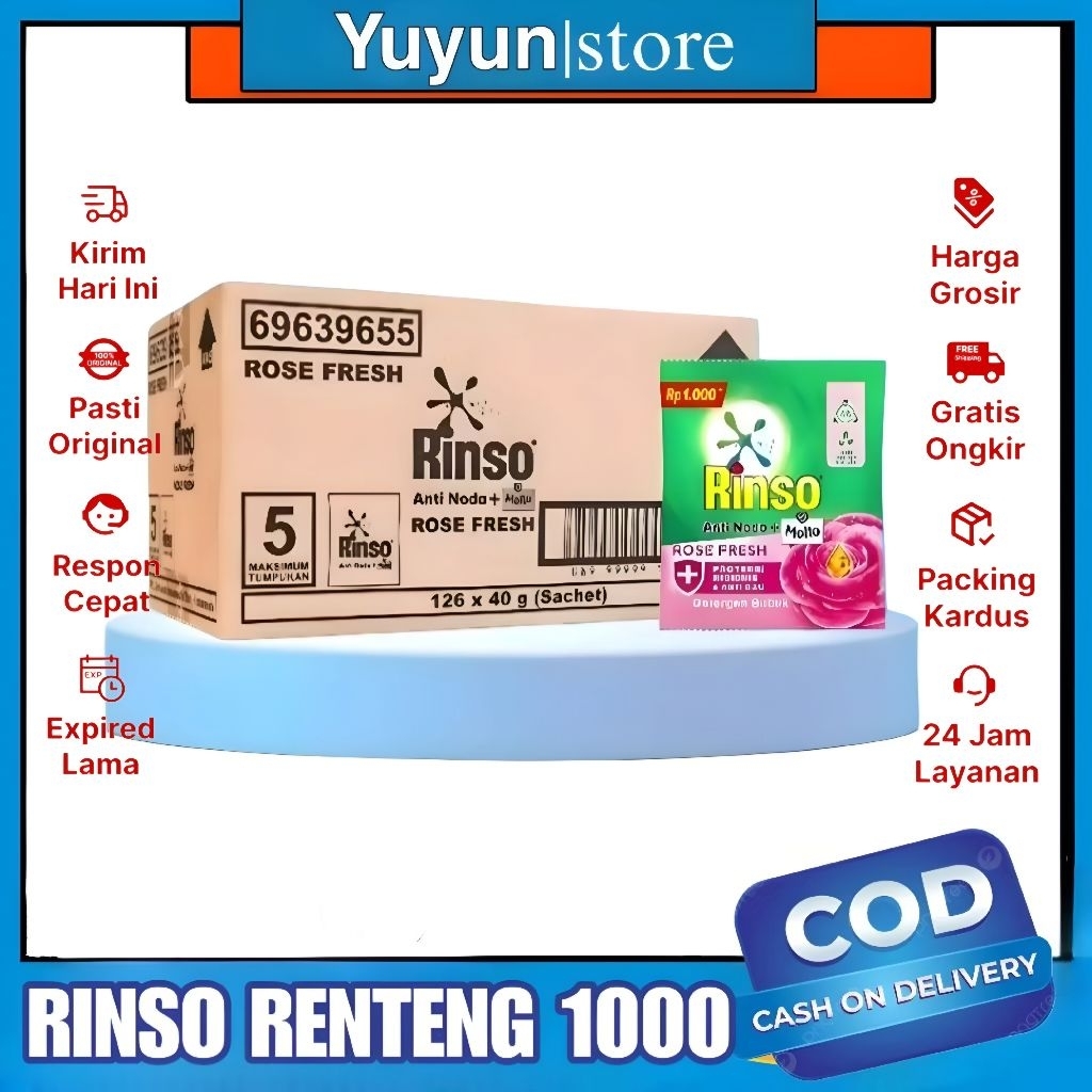 1 Dus Rinso Bubuk PK 1000an 40gr ( Isi 126 Sachet )