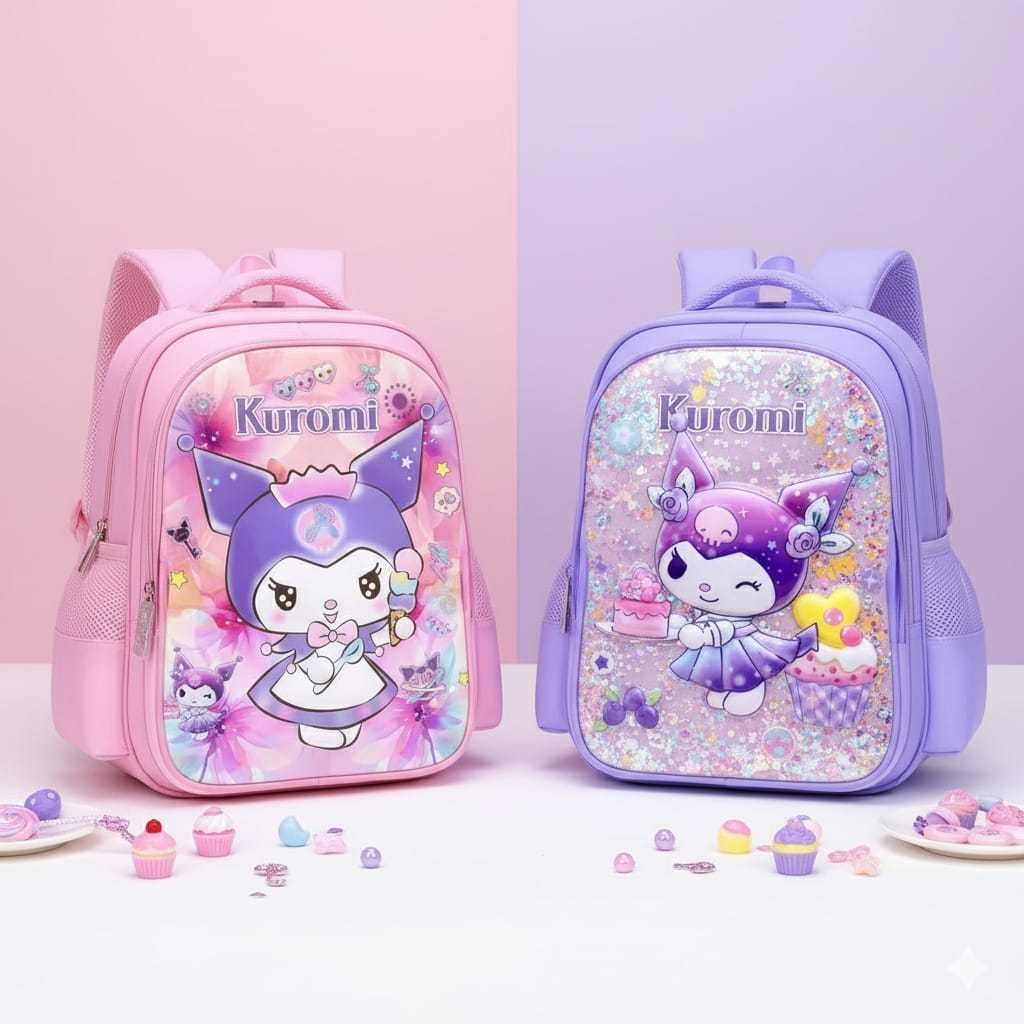Gabybelle- Tas Ransel 3D Kurom Tas Karakter Lucu Tas Ransel Lampu Anak Cewe Tas 3D Karakter