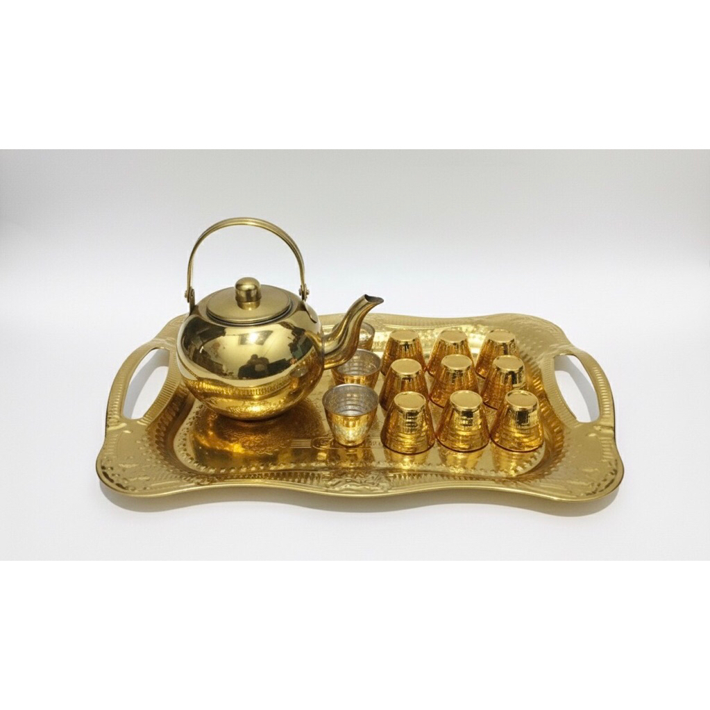Set Teko Emas Gelas Air Zamzam