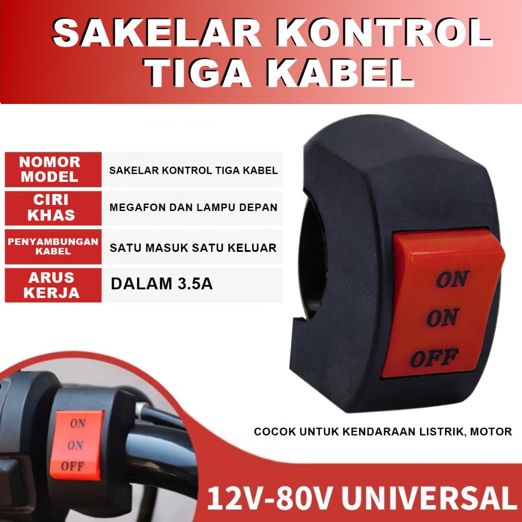 Saklar Stang Saklar Lampu Motor Saklar On On Off Universal 3 Mode Anti Air
