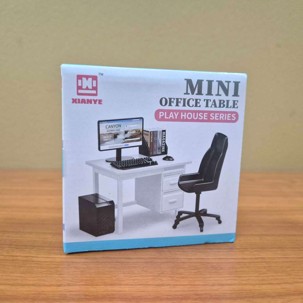 Miniatur Meja Kursi Kerja Office Furniture set mainan dekorasi rumah boneka diorama toys fotografi
