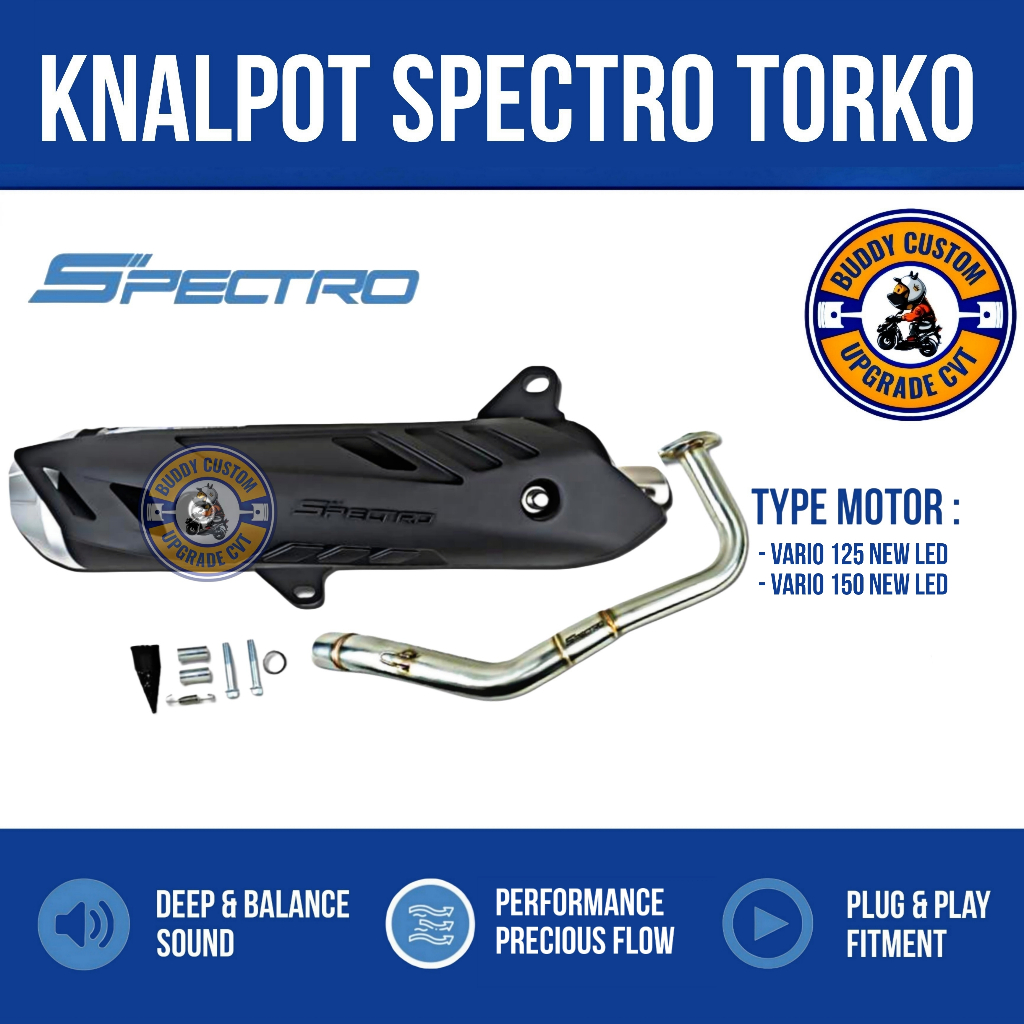 Knalpot Spectro Torko – Vario 125 / Vario 150 New LED – Standar Racing Suara Bass Adem