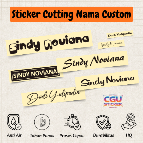 Stiker Nama Custom Waterproof Reflective Timbul