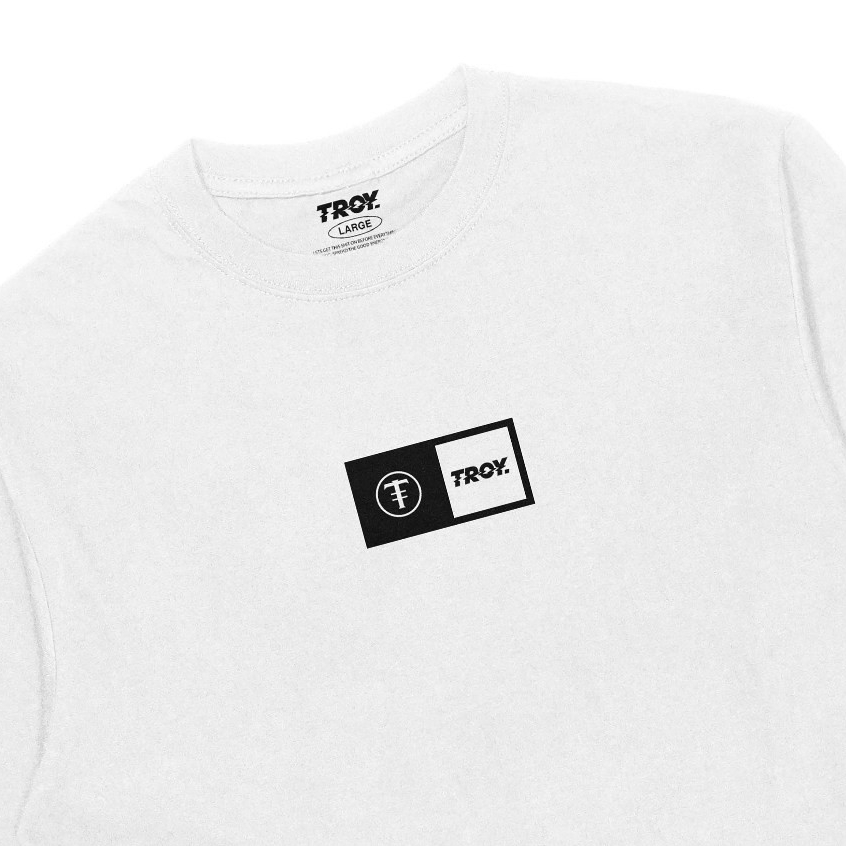 Troy Company Double Sleeve Longsleeve Tshirt White TROY Basic - Kaos Lengan Panjang Putih Hitam DS 2448