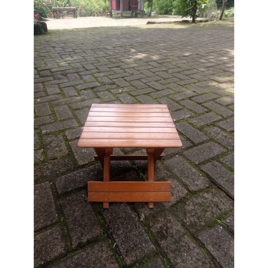 Set kursi lipat kayu + meja lipat - Kayu Kokoh Outdoor/indoor (tinggi 48cm & 25cm)