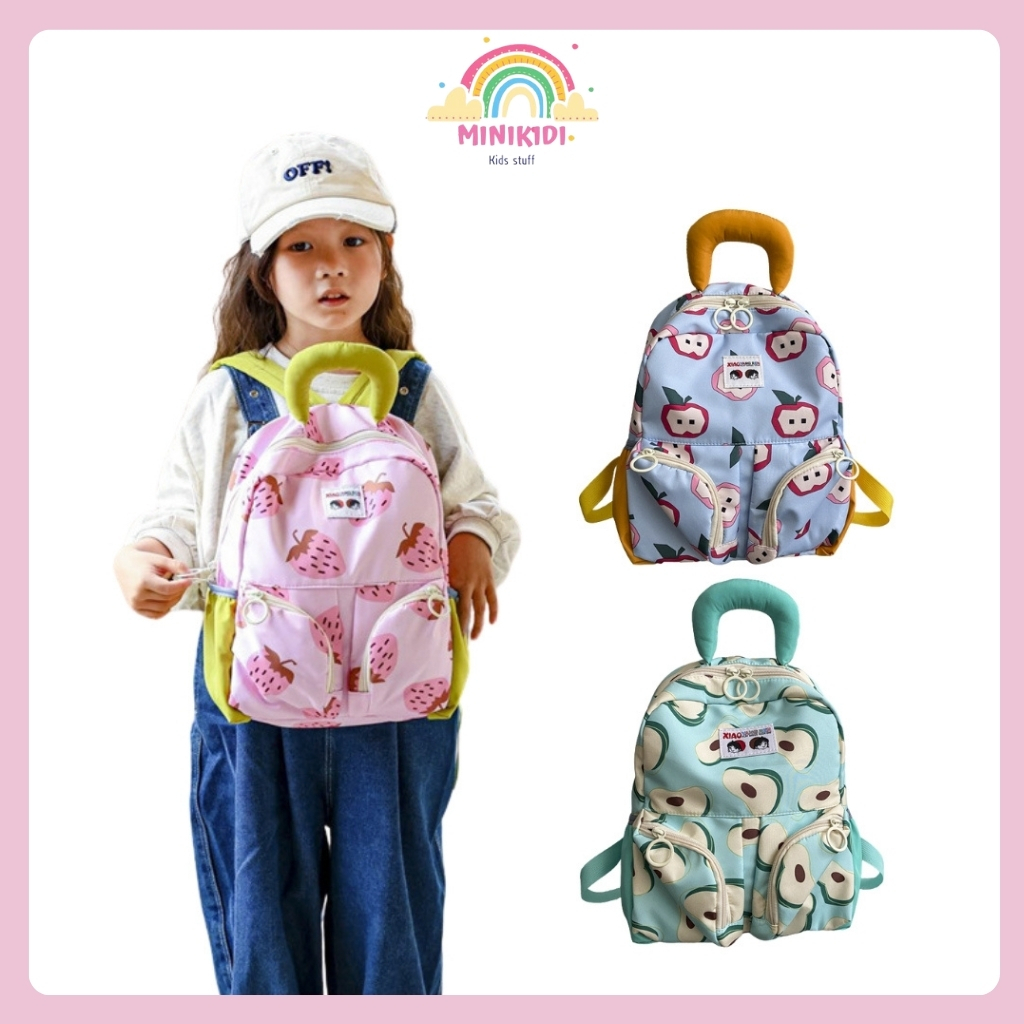 MINIKIDI (648) Tas Ransel Anak SD TK Motif Lucu / Tas Sekolah Karakter Buah