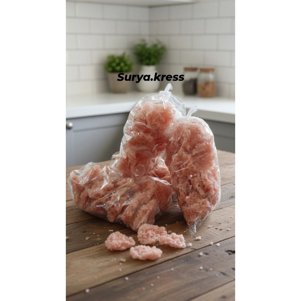 rengginang mentah varian rasa terasi udang dengan ukuran kecil