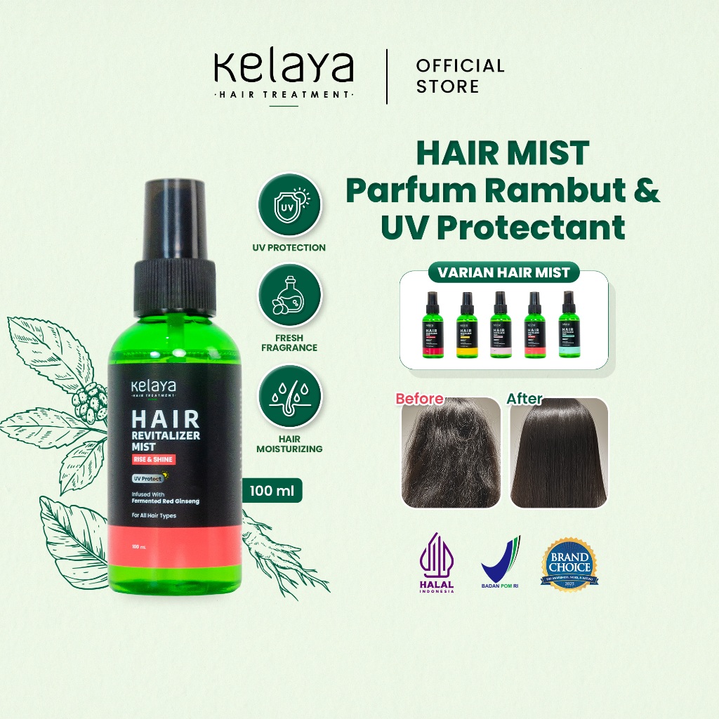 Kelaya Hair Revitalizer Mist 100ml Parfum Rambut Pewangi Heat Protection Anti UV Tahan 24 Jam