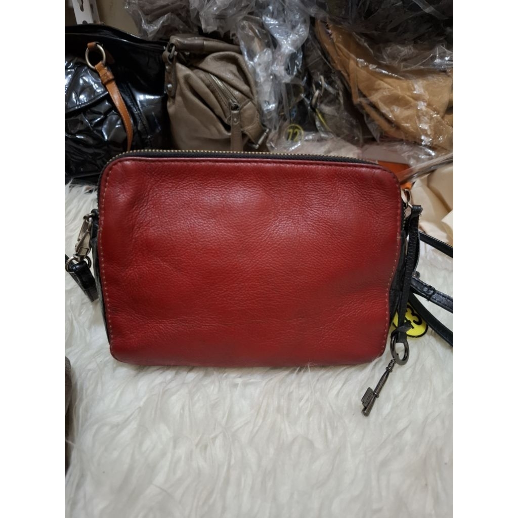 Tas Wanita Sling Camera Merah / Tas Selempang Kulit Asli model Camera bag Cantik / Tas santai / Tas 