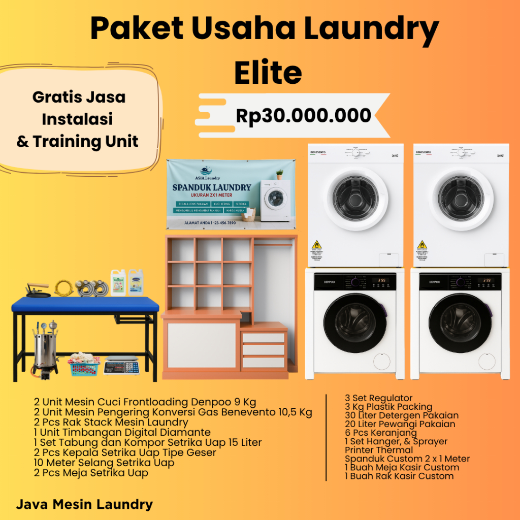 Paket Usaha Laundry Lengkap Siap Mulai Usaha Laundry Skala Menengah Mesin Cuci Mesin Pengering Murah