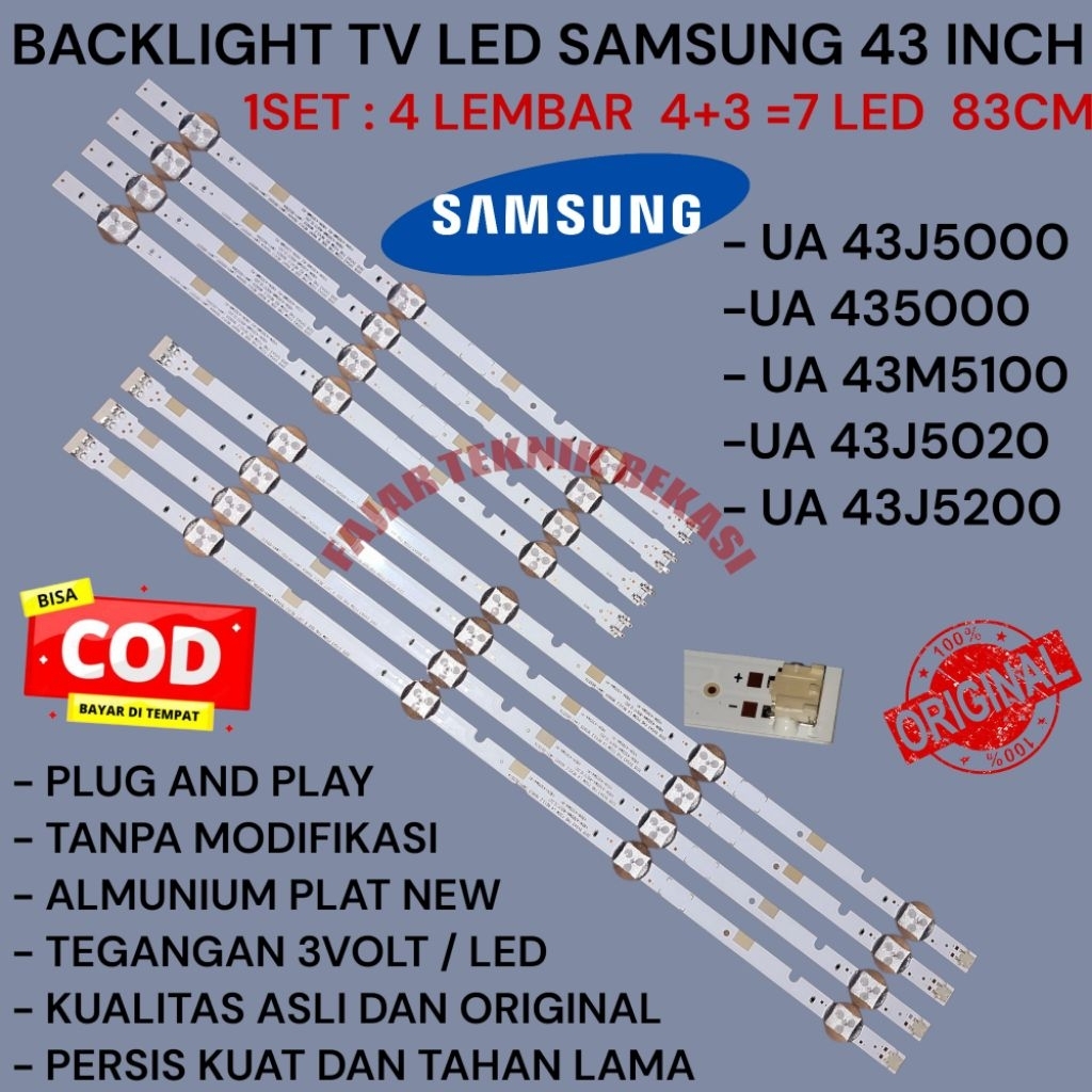 LAMPU BL BACKLIGHT LED SAMSUNG - UA43J5000 - UA43M5000 - UA43M5100 - UA43J5020 - UA43J5200 - UA43T65