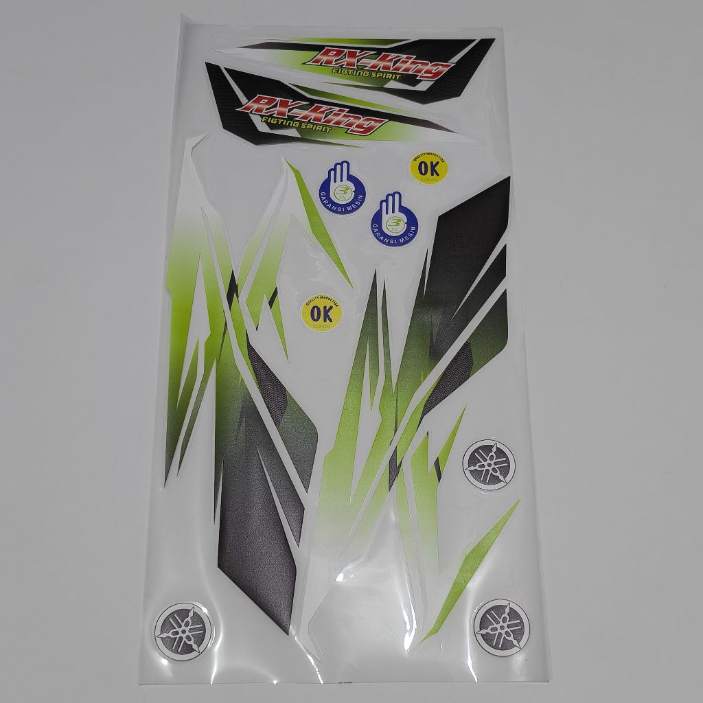 striping rx king 2006 hijau transparan, striping lis body motor rx king uv transparan