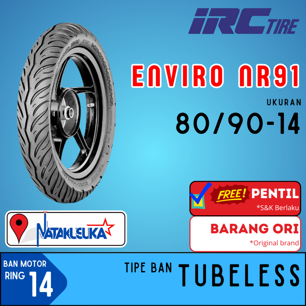 IRC Ban Motor ENVIRO 80/90-14 Ban Tubeless TL Motor Metic