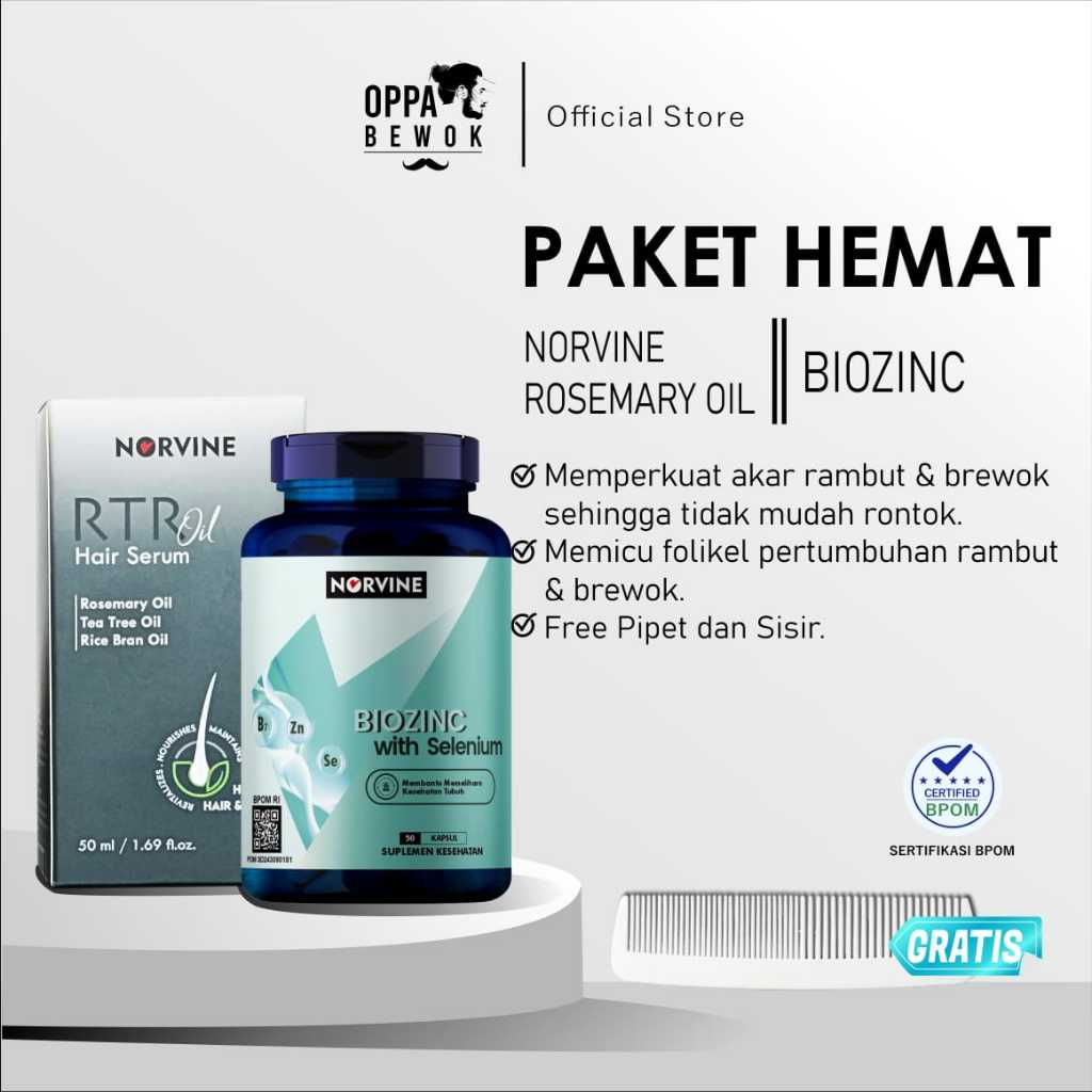 NORVINE - Paket Booster Biotin Zinc Dan Serum Penumbuh Rambut Dan Brewok + DHT Blok
