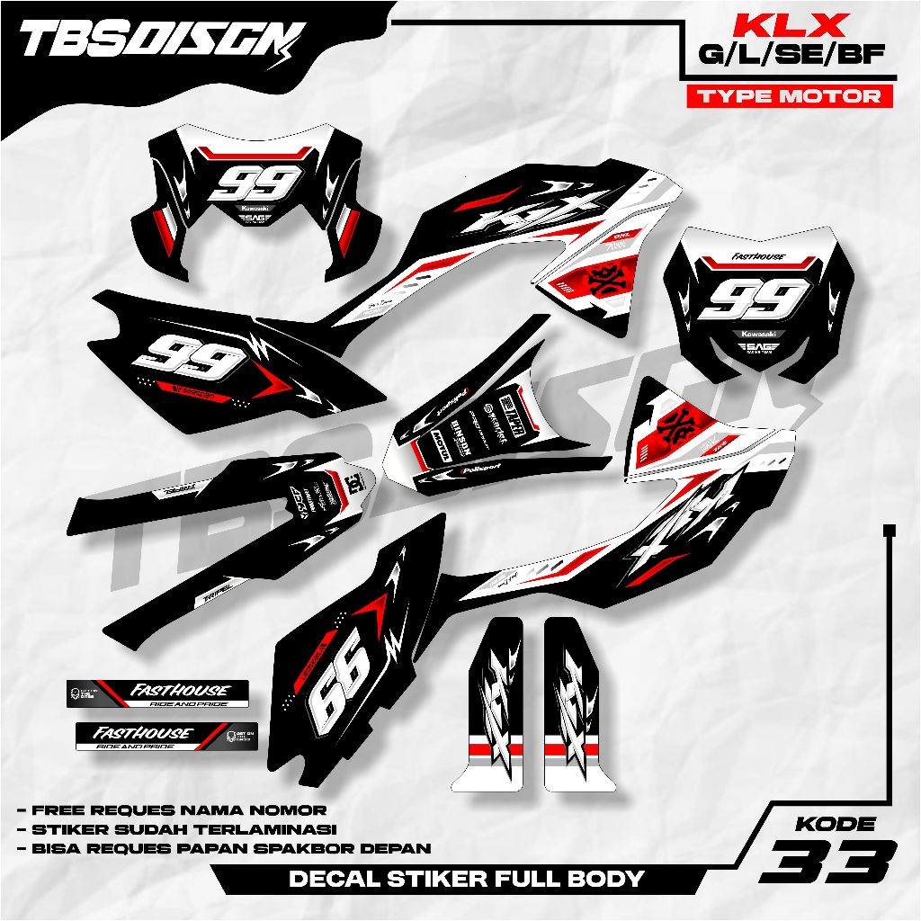 DECAL KLX BF PAPAN SPAKBOR RMZ 450/ORIAN - STIKER KLX BF FULL BODY