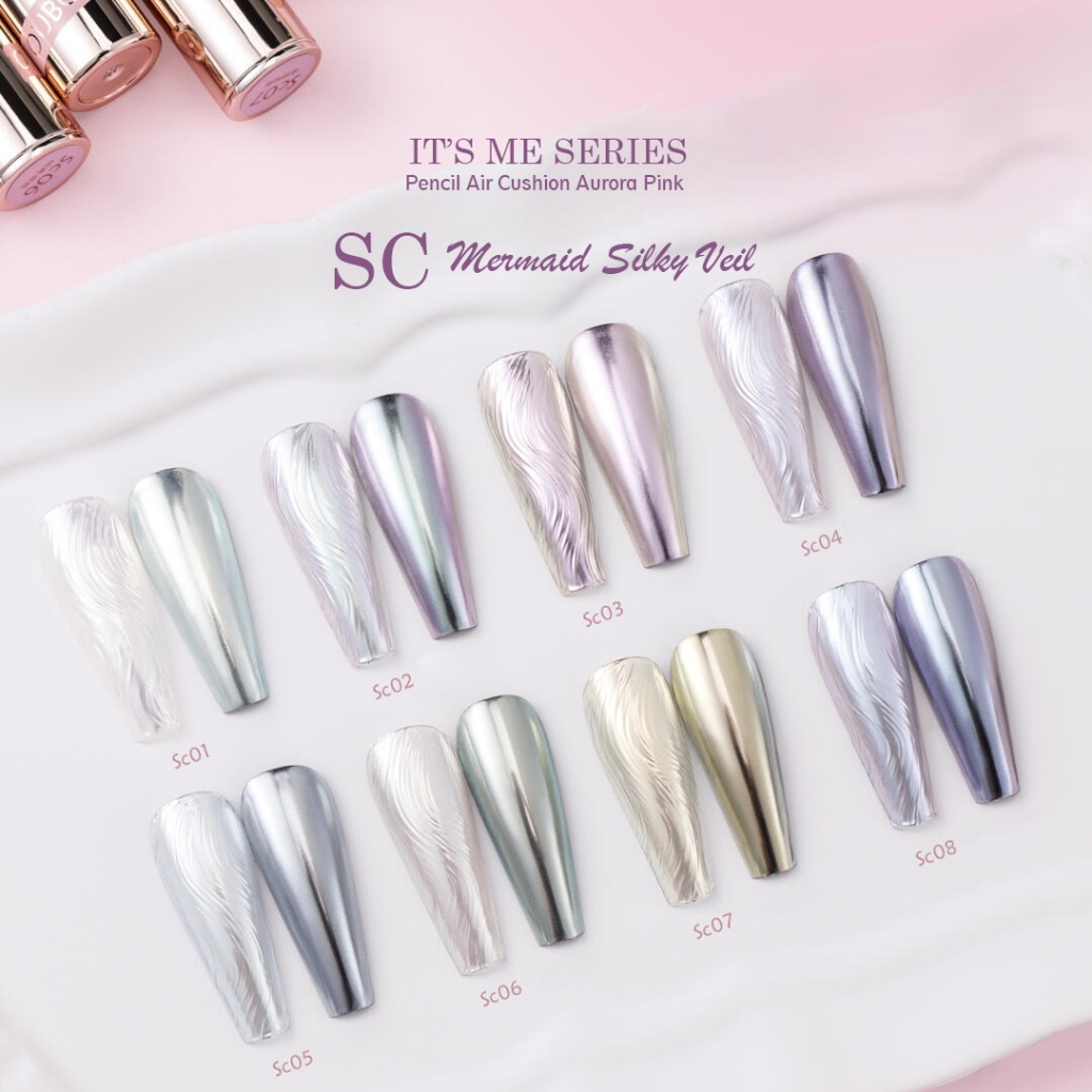 OUBOLI IT'S ME SET TYPE "SC" 8 COLOR CHROME - Magic Chrome Pen Powder for Gel Nail Art