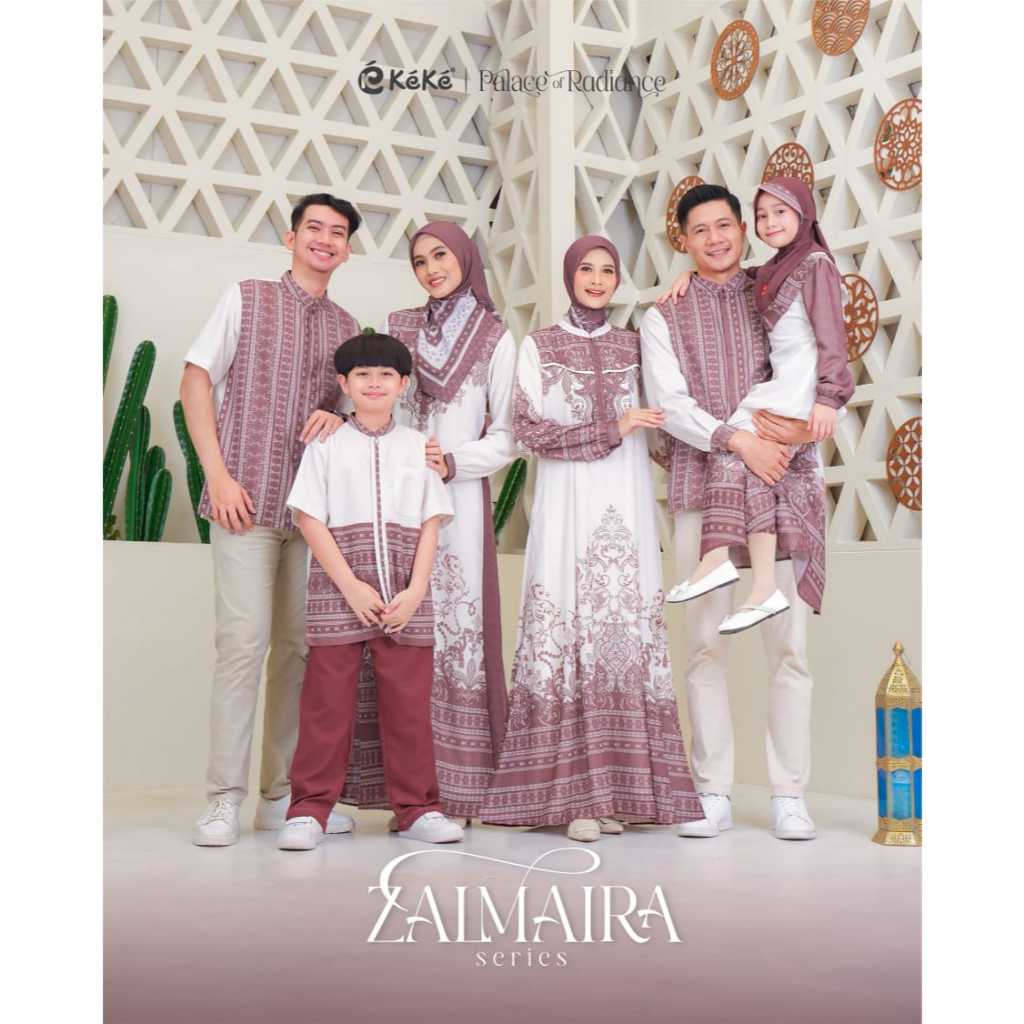 Keke Zalmaira (Firedbrick) Sarimbit Lebaran 2026 – Family Set Premium – Desain Timur Tengah – Adem &