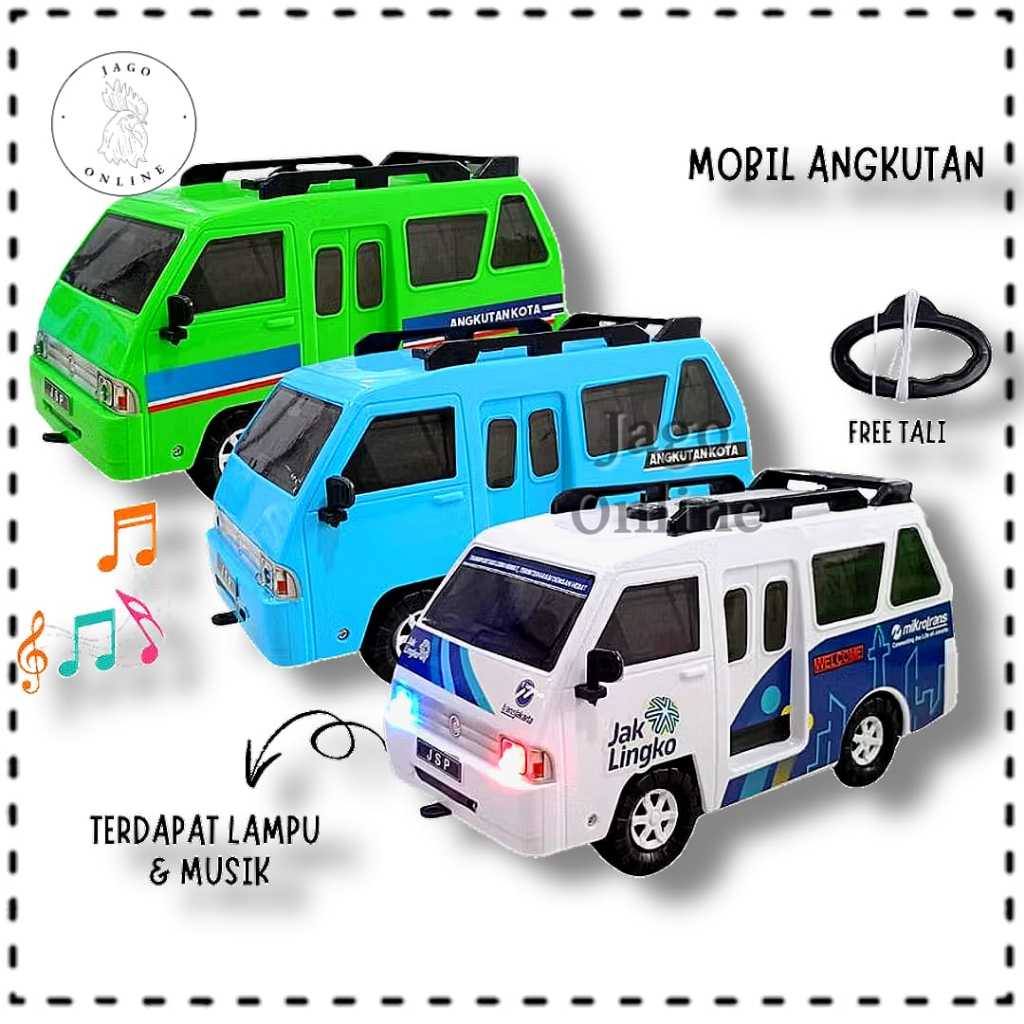 Mainan Anak Mobil Angkutan Umum Jaklingko Miniatur Angkot Lampu dan Musik