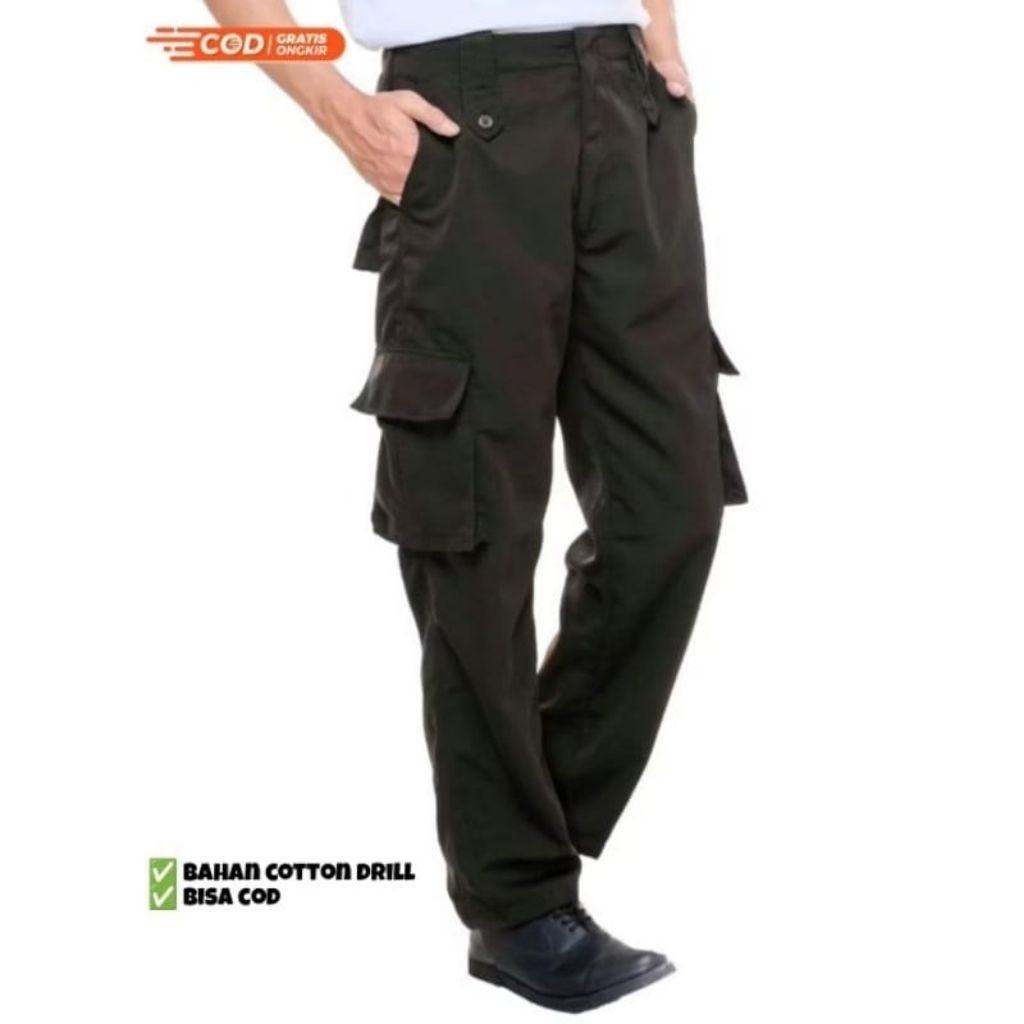 celana PDL Satpam Security warna coklat tua kehitaman bahan hightwis jahitan rapi nyaman di pakai
