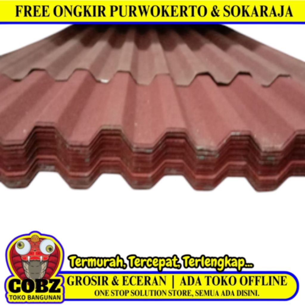 0.3 MM x 75 CM x 6 M / TM Spandek Pasir Gelombang Kecil Merah Lembar