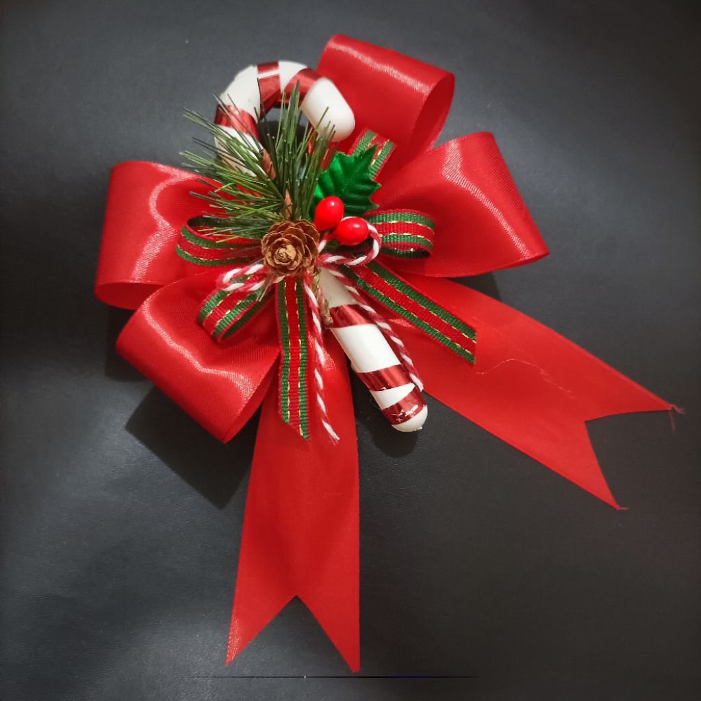 Pita Tongkat Natal Besar/Candy Cane/Pita Natal Hampers/Pita Tempel Natal/Pita Jadi Natal/Pita Hamper