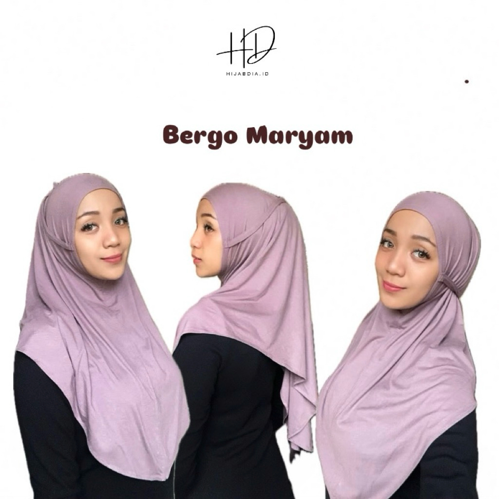 Hijab Instan Bergo Instan Maryam || Hijab Bergo Instan Malay Pake Tali Bahan Kaos Rayon Super Premiu