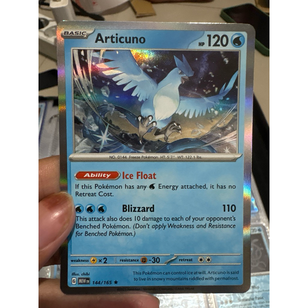 kartu pokemon original holo rare articuno mew 144/165