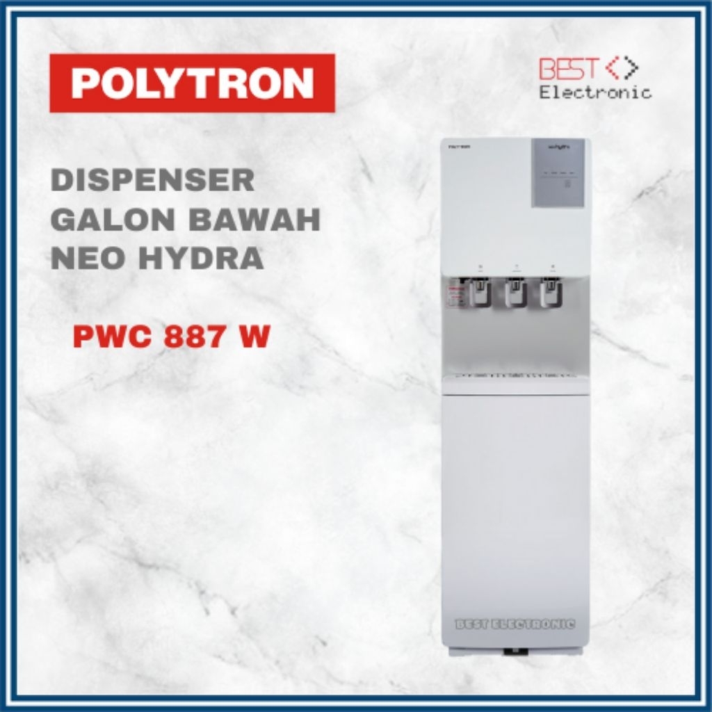 DISPENSER AIR GALON BAWAH NEO HYDRA KOMPRESOR POLYTRON PWC 887 W PWC 887W PWC887 PUTIH
