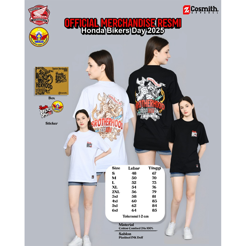 READY STOCK KAOS HONDA BIKERS DAY 2025 ORIGINAL MERCHANDISE/OFFICIAL MERCHANDISE/JAWA BARAT/GARUT