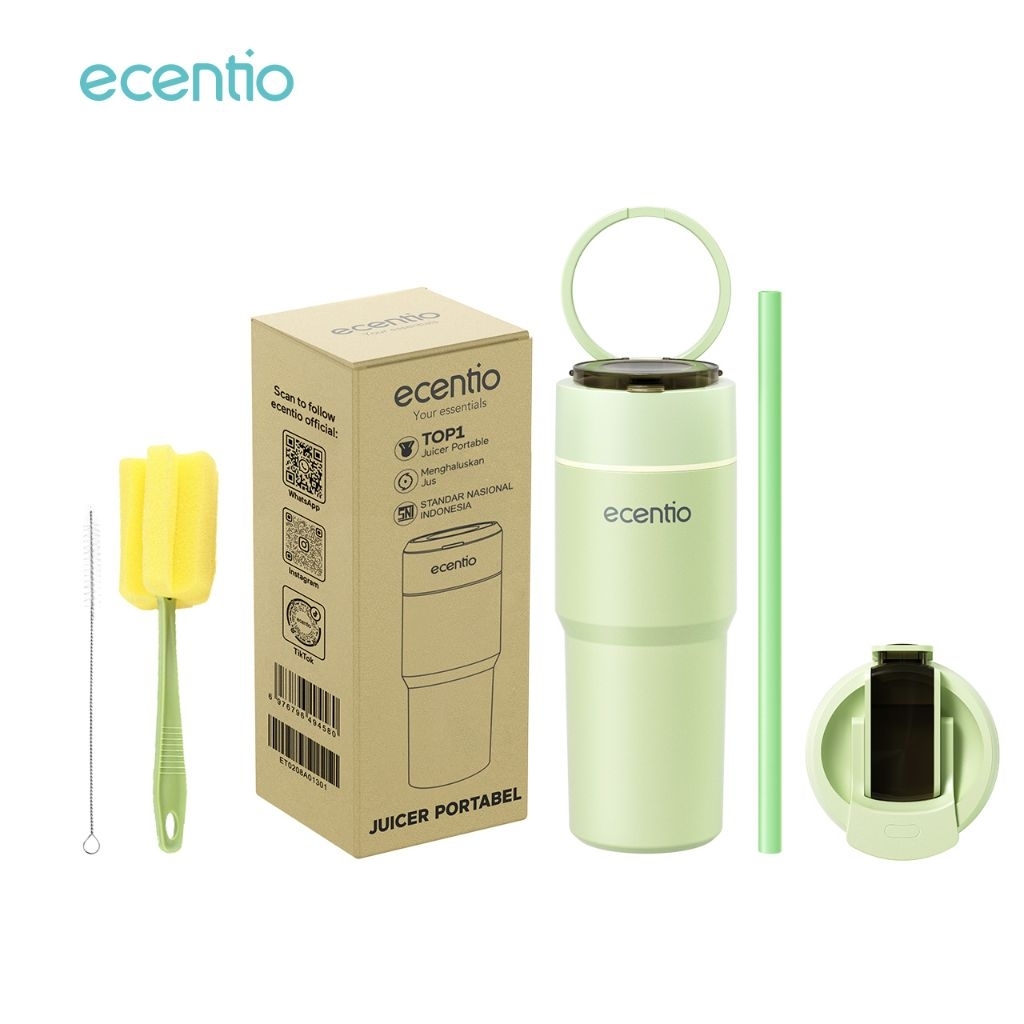 Ecentio Portabel Juicer Tumbler 10 Pisau 700ml Stainless Steel 316 Tutup Ganda Tahan Panas Dingin 24