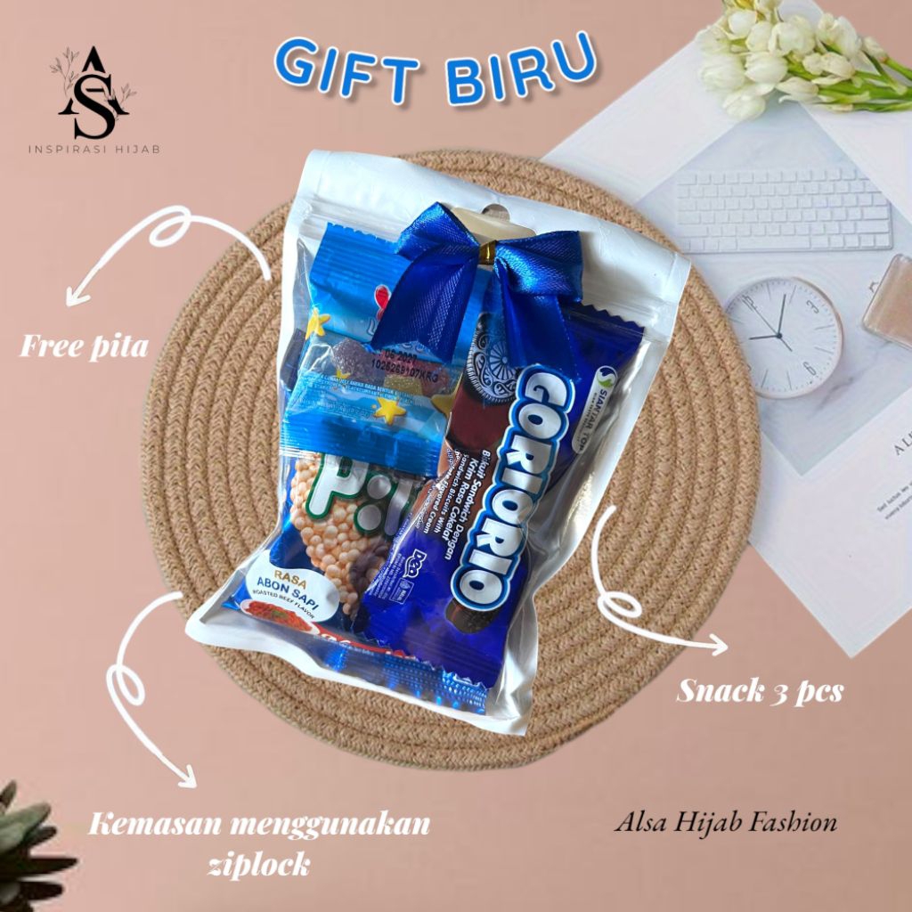 MINI GIFT SNACK BIRU / PAKET JAJAN KECIL / MINI HAMPERS