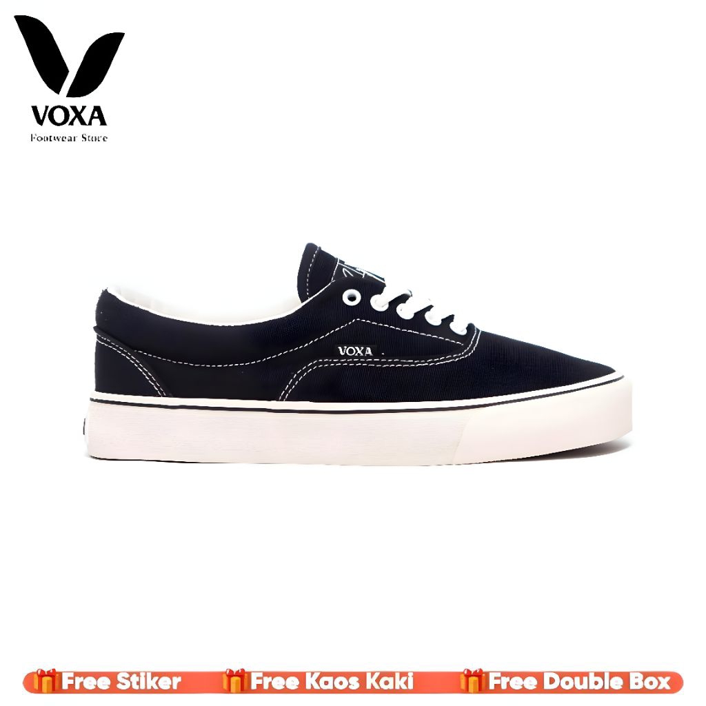 Sepatu Casual Voxa Classic New Era Black White Unisex - Sepatu Casual Pria Wanita - Sepatu Sekolah