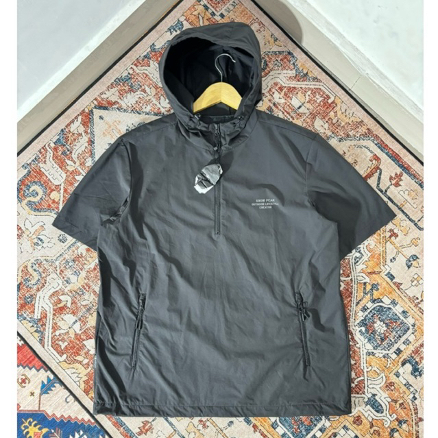 HALF ZIP HOODIE SNOW PEAK HITAM SECOND